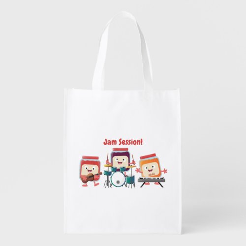 Cute jam session cartoon musician humour grocery bag