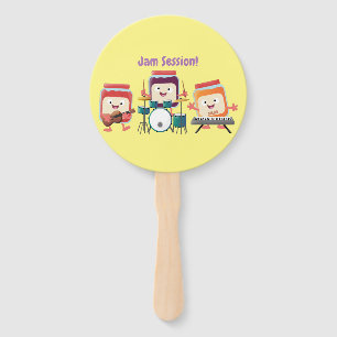 Cute jam session cartoon musician humour hand fan