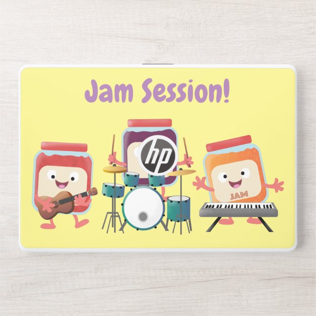 Cute jam session cartoon musician humour HP laptop skin (Front)