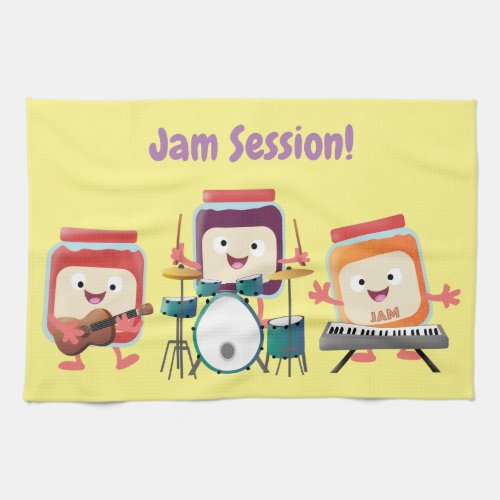 Cute jam session cartoon musician humour kitchen towel