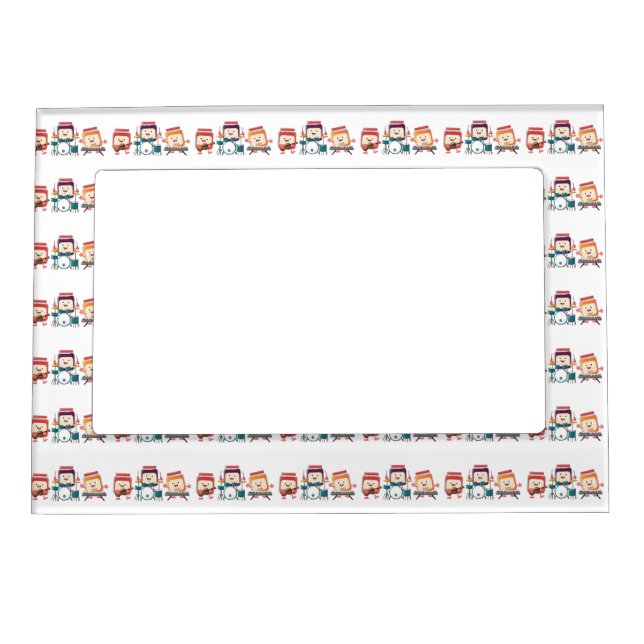 Cute jam session cartoon musician humour magnetic frame (Front)