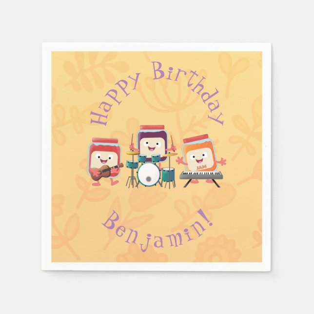 Cute jam session cartoon musician humour napkins (Front)