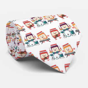 Cute jam session cartoon musician humour neck tie