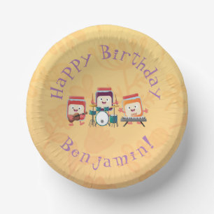 Cute jam session cartoon musician humour paper bowls