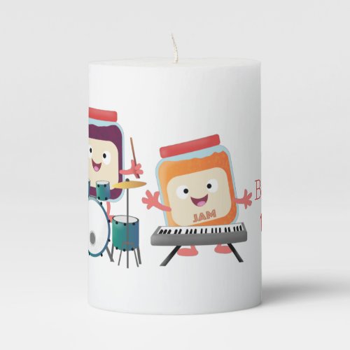 Cute jam session cartoon musician humour  pillar candle