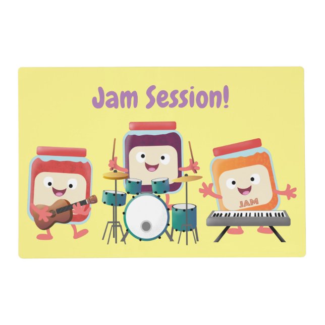 Cute jam session cartoon musician humour placemat (Front)
