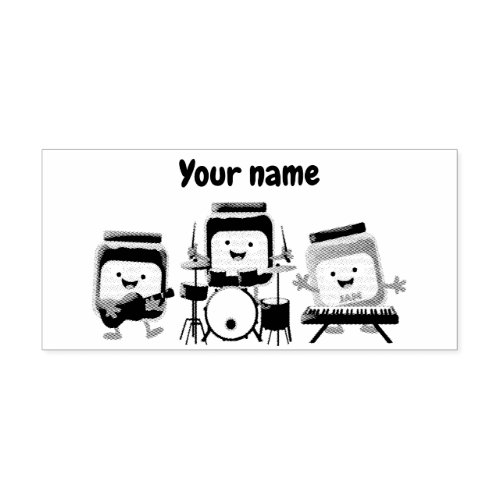 Cute jam session cartoon musician humour  rubber stamp