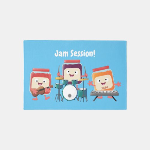 Cute jam session cartoon musician humour rug