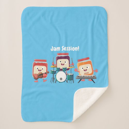 Cute jam session cartoon musician humour  sherpa blanket