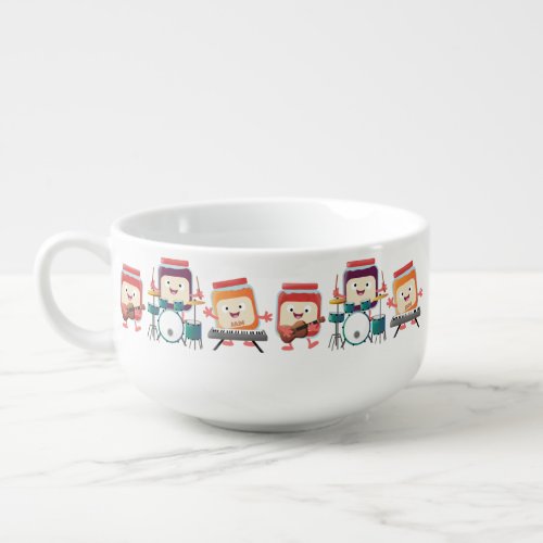 Cute jam session cartoon musician humour soup mug
