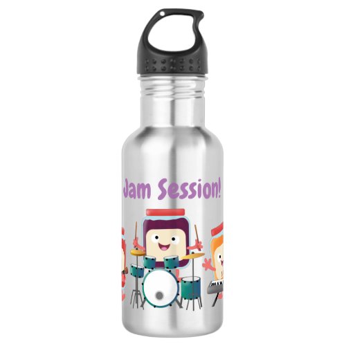 Cute jam session cartoon musician humour stainless steel water bottle