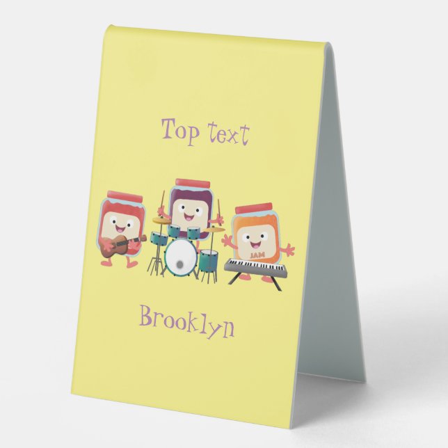 Cute jam session cartoon musician humour table tent (Front)