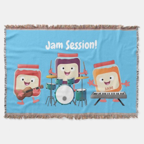 Cute jam session cartoon musician humour throw blanket