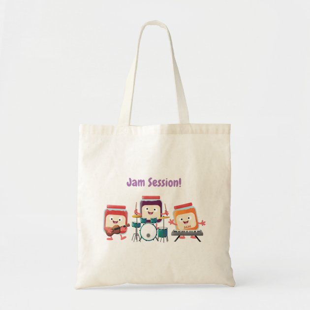 Cute jam session cartoon musician humour tote bag Zazzle