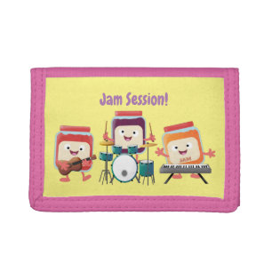 Cute jam session cartoon musician humour trifold wallet