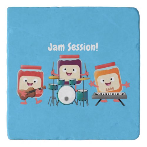 Cute jam session cartoon musician humour trivet