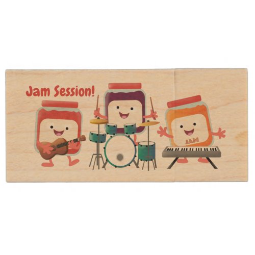Cute jam session cartoon musician humour wood flash drive