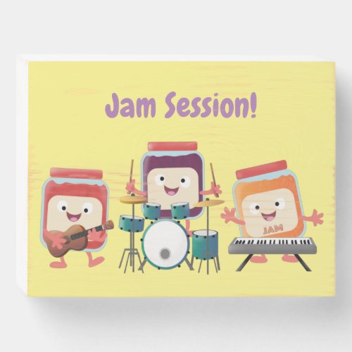 Cute jam session cartoon musician humour wooden box sign