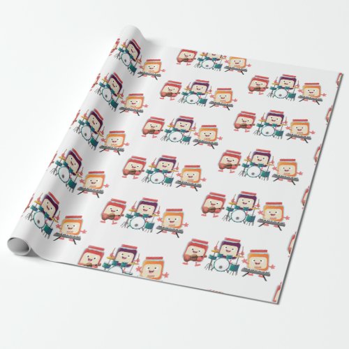 Cute jam session cartoon musician humour wrapping paper