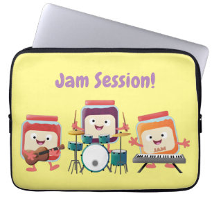 Cute jam session cartoon musician laptop sleeve
