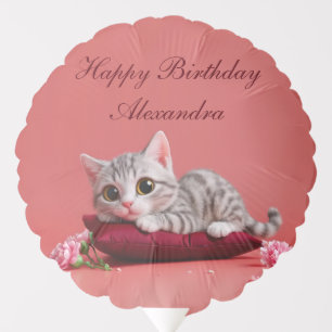 Cute January Cat with Carnations Balloon
