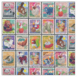 Cute Japan Year of Animal Stamps Pattern Fabric
