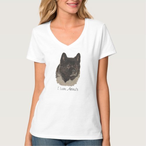 cute japanese akita dog portrait with akita slogan T_Shirt