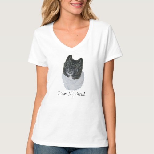 cute japanese akita dog portrait with slogan T_Shirt