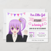 Cute Japanese Anime Girl Birthday Party Invitation (Front)