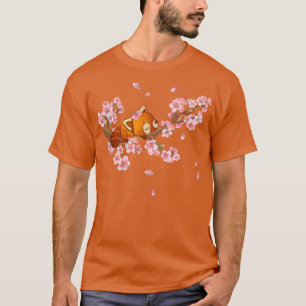 Cute Japanese Art Cherry Blossom Kawaii Red Panda  T-Shirt