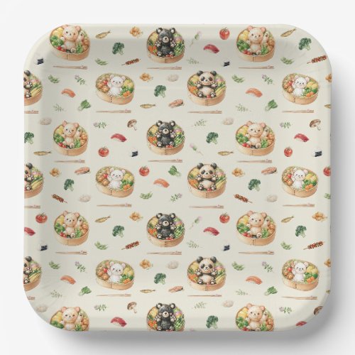 Cute Japanese Bear Bento Box Paper Plates