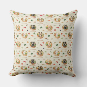 Cute Japanese Bear Bento Box Throw Pillow