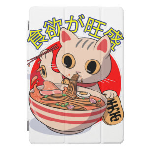 Cute Japanese Cat Eating Noodles with Chopsticks iPad Pro Cover