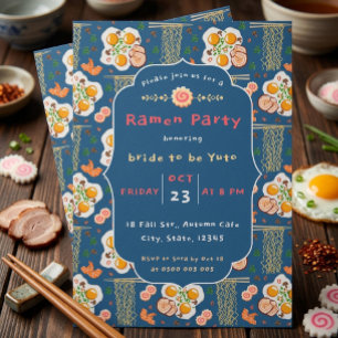 Cute Japanese Culinary Noodle Lovers Ramen Party Invitation
