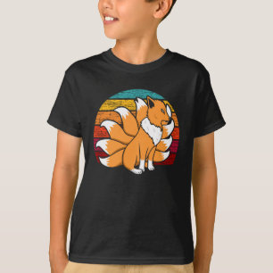 Cute Japanese Fox Kabuki Mask Nine Tailed Kitsune T-Shirt