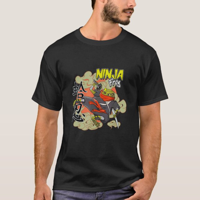 cute Japanese frog in ninja costume with a ninja s T-Shirt (Front)