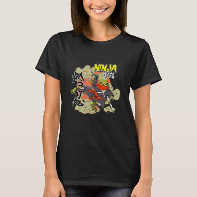 cute Japanese frog in ninja costume with a ninja s T-Shirt (Front)