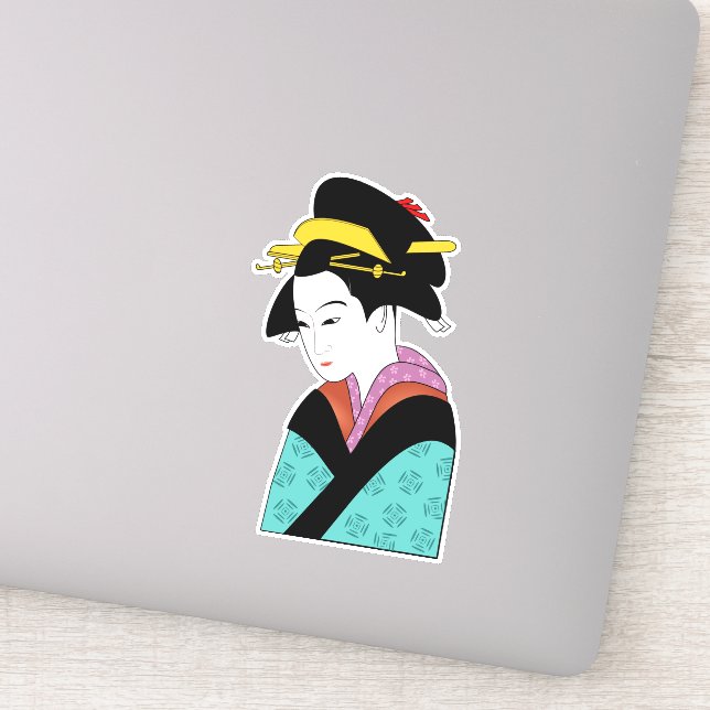 Cute Japanese Geisha Sticker (Detail)