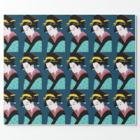 Japanese Geisha Themed Gift Wrapping Paper Rolls 28x79 