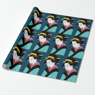 Cute Japanese Geisha Wrapping Paper