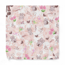Cute Japanese Kawaii Bunny and Pink Gingham Checke