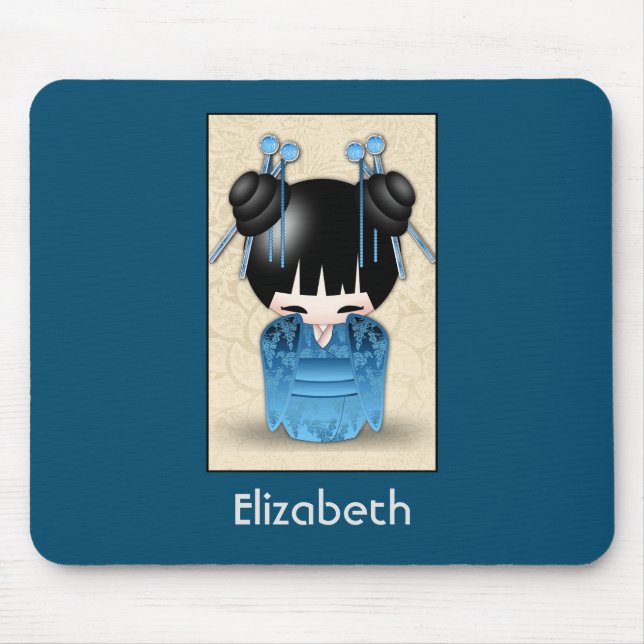 Cute Japanese Kokeshi Doll Personalized Mouse Pad (Front)