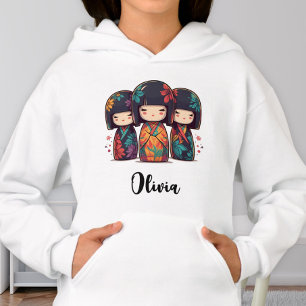 Cute Japanese Kokeshi Dolls Hoodie