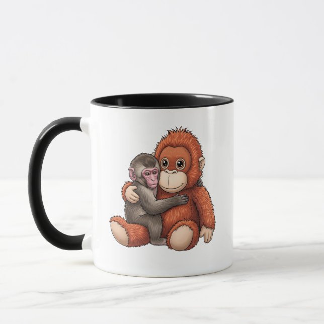 Cute Japanese Macaque & Orangutan and Friend Mug (Left)