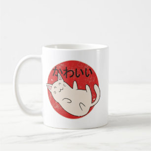Cute Japanese Maneki Neko Cat Design, Kawaii Japan Coffee Mug