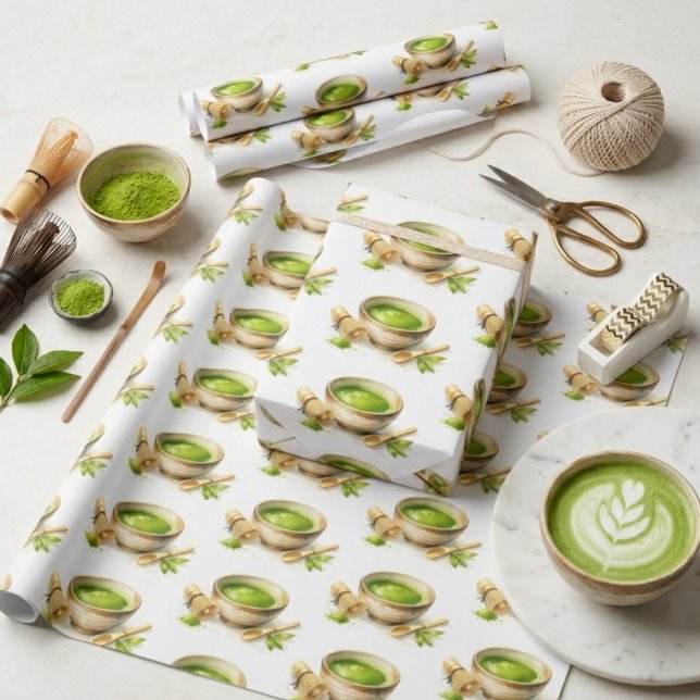 Cute Japanese Matcha Lover  Wrapping Paper (Creator Uploaded)