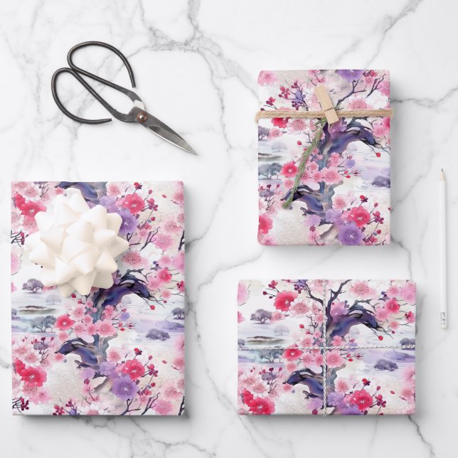 Cute Japanese pattern tiled party  Wrapping Paper Sheets (Front)