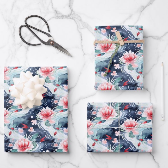 Cute Japanese pattern tiled party Wrapping Paper Sheets (Front)