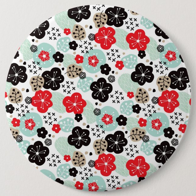 Cute Japanese patterns design Button (Front)
