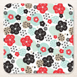 Cute Japanese patterns design Square Paper Coaster